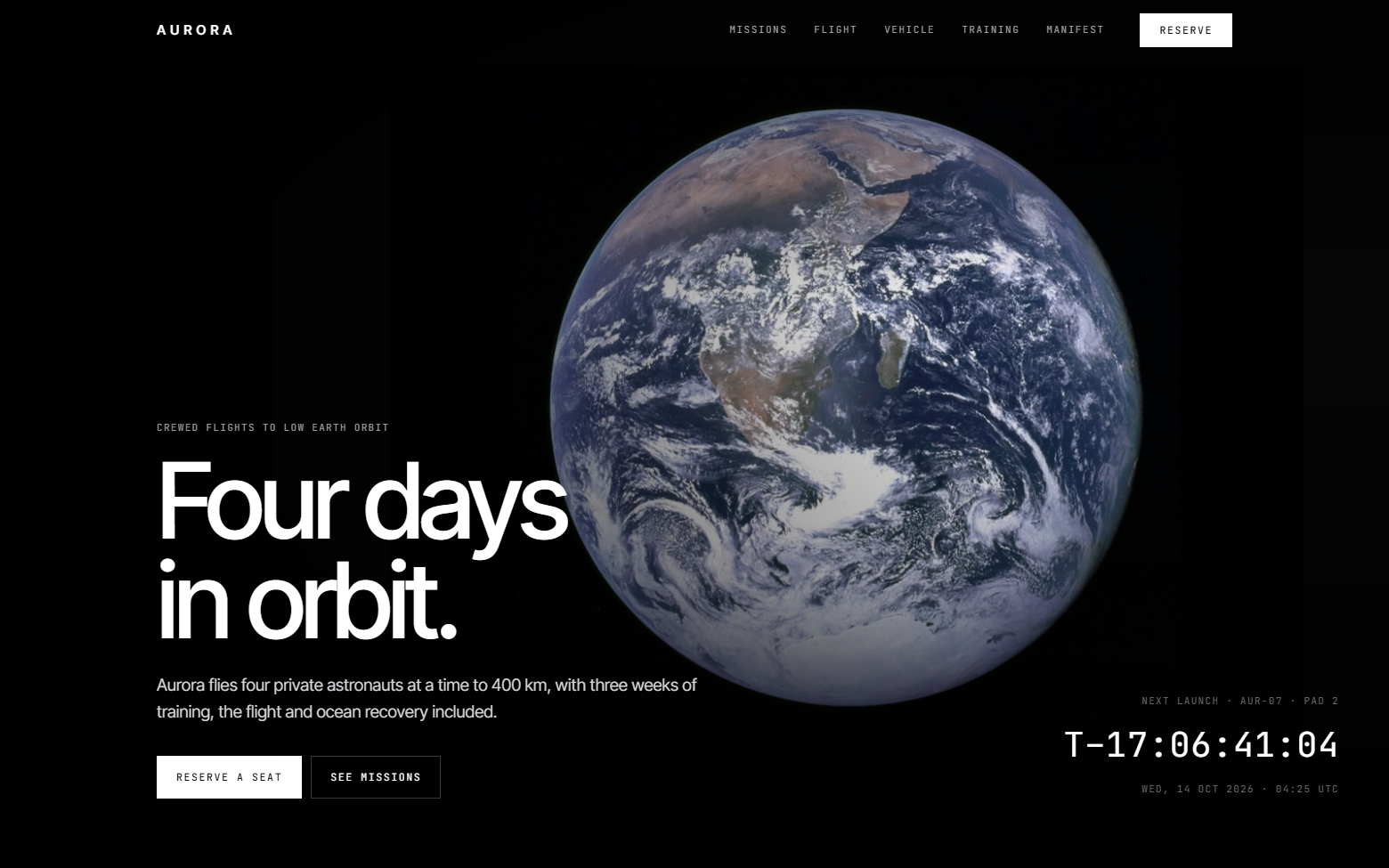 Aurora orbital travel site