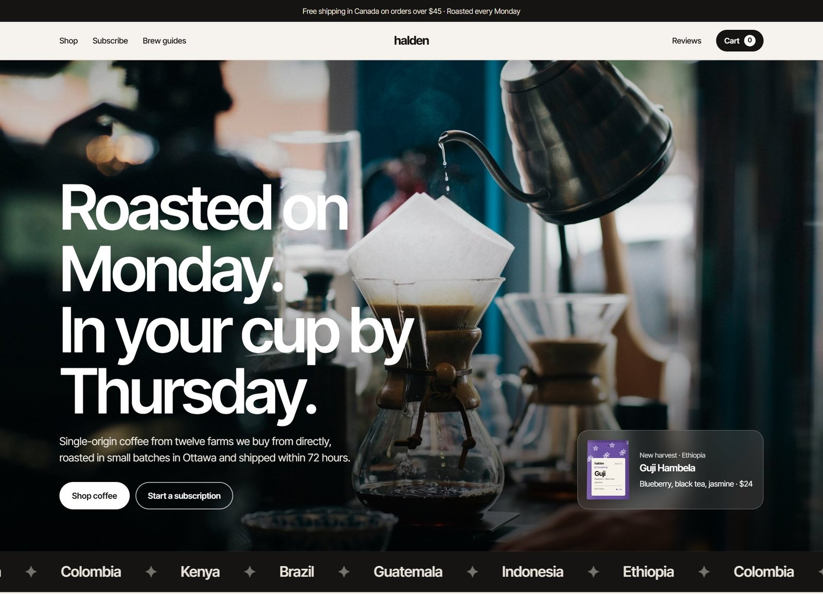 Halden coffee online store