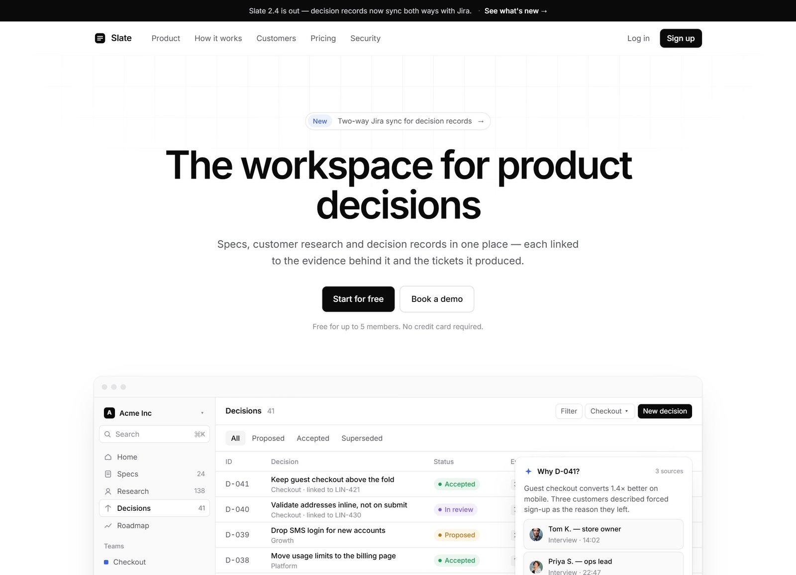 Slate marketing site