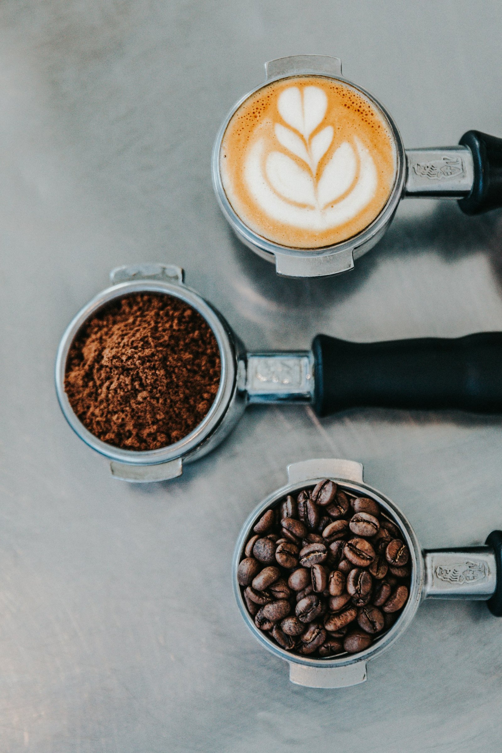 Ground coffee in an espresso portafilter