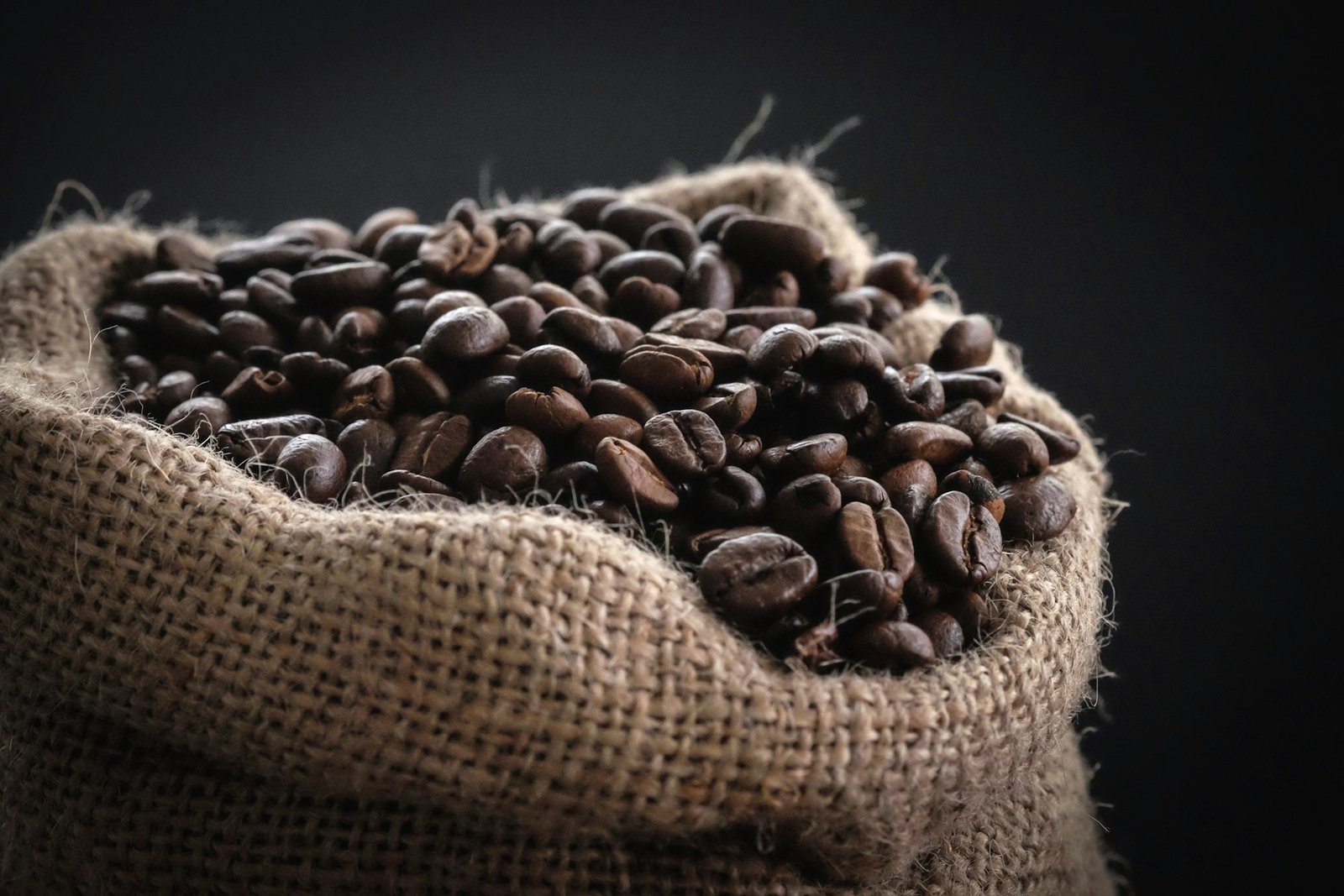 Green coffee in a jute sack